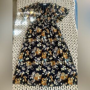 Floral Black and Gold Dress